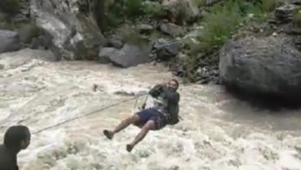 flood water destroy foot over bridge in chamoli flood water destroy foot over bridge in chamoli