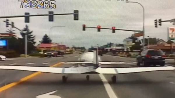 airplane emergency landing on busy US road, Video viral airplane emergency landing on busy US road, Video viral