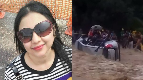उफनाते धनगढ़ी नाले में इनोवा कार फंस गई