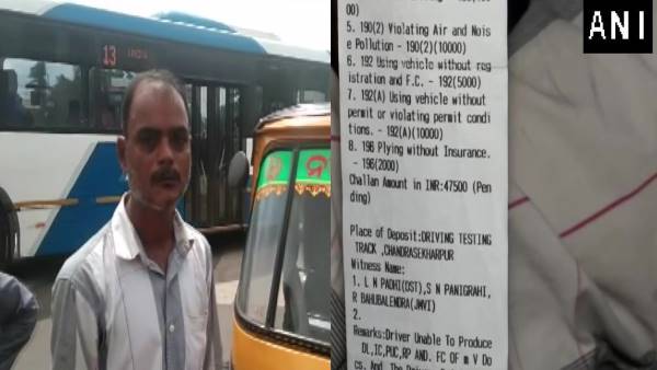 Bhubaneswar: An auto driver fined Rs 47,500 for drunk driving, not carrying required documents Bhubaneswar: An auto driver fined Rs 47,500 for drunk driving, not carrying required documents
