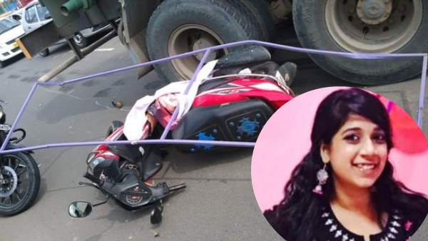 woman died after being hit by tanker when a banner erected by AIADMK allegedly fell on her in chennai woman died after being hit by tanker when a banner erected by AIADMK allegedly fell on her in chennai
