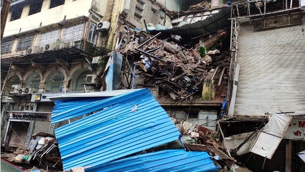 mumbai: portion of four storied building collapses mumbai: portion of four storied building collapses