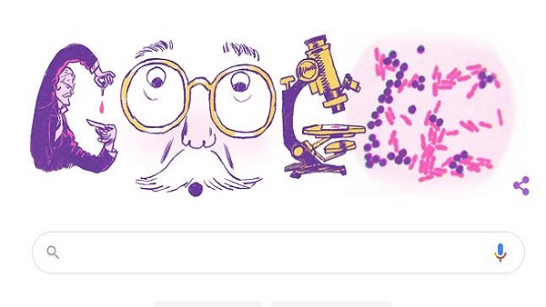 google doodle honours Danish bacteriologist Hans Christian Gram google doodle honours Danish bacteriologist Hans Christian Gram