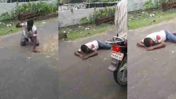 Injured man seeking help from people to save his life Injured man seeking help from people to save his life
