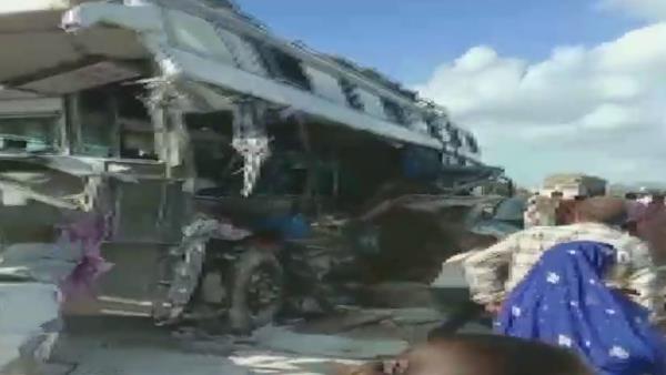 8 people died and 20 people were injured after a bus rammed into a truck in Ajmer,Rajasthan 8 people died and 20 people were injured after a bus rammed into a truck in Ajmer,Rajasthan