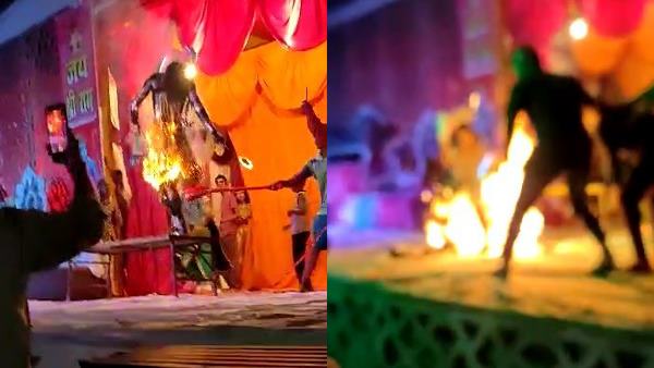 man burnt during performing role of tadka in ramleela man burnt during performing role of tadka in ramleela
