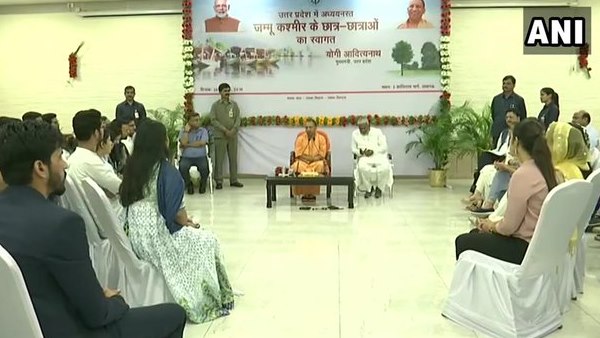 UP CM Yogi Adityanath interacting with students from J&K in Lucknow UP CM Yogi Adityanath interacting with students from J&K in Lucknow