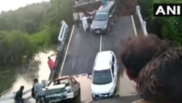 Gujarat: Many cars damaged after a bridge collapsed near Malanka village in Junagadh in Gujarat Gujarat: Many cars damaged after a bridge collapsed near Malanka village in Junagadh in Gujarat