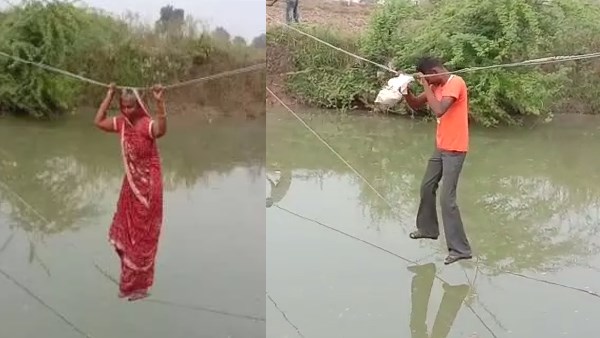 baran villagers life at risk during cross the river with two wire baran villagers life at risk during cross the river with two wire