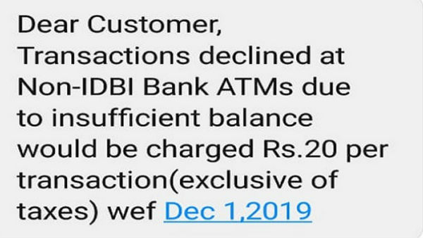 Big News: ATM rule change from 1st December 2019, IDBI Bank change Cash Transaction rule From other Bank ATM, Impose Charge. Big News: ATM rule change from 1st December 2019, IDBI Bank change Cash Transaction rule From other Bank ATM, Impose Charge.
