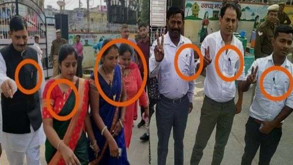 alwar Congress parshad came for vote poll with a hidden camera pen alwar Congress parshad came for vote poll with a hidden camera pen