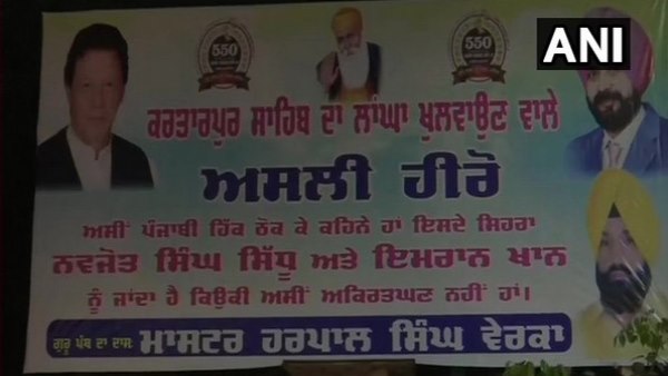 Posters of former Punjab Minister Navjot Singh Sidhu and Pakistan PM Imran Khan seen in Amritsar Posters of former Punjab Minister Navjot Singh Sidhu and Pakistan PM Imran Khan seen in Amritsar