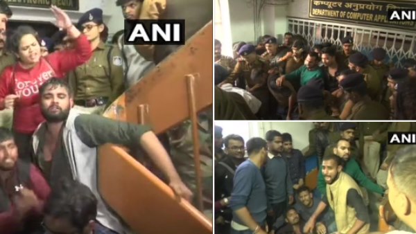 Students of Makhanlal Chaturvedi University in Bhopal protest against 2 visiting professors Students of Makhanlal Chaturvedi University in Bhopal protest against 2 visiting professors