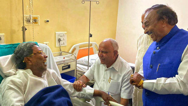 बीमार सिद्धारमैया से मिलने पहुंचे सीएम येदियुरप्पा
