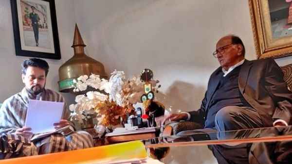 ncp chief Sharad Pawar meets Anurag Thakur to discuss revival of scam hit PMC Bank ncp chief Sharad Pawar meets Anurag Thakur to discuss revival of scam hit PMC Bank