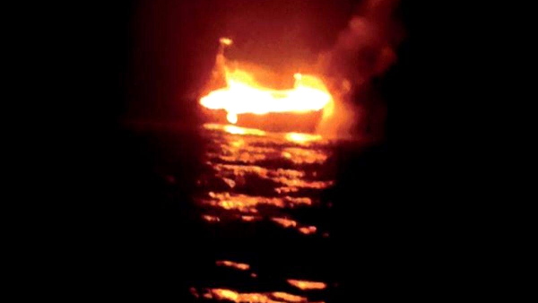 Watch Video: Boat catches fire mid-sea; One missing and Six fishermen rescued, accident near porbandar cost Watch Video: Boat catches fire mid-sea; One missing and Six fishermen rescued, accident near porbandar cost