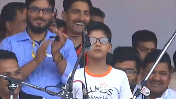 Video: Young boy raises azaadi and anti-Modi slogans at Kanhaiya Kumars rally, Video: Young boy raises azaadi and anti-Modi slogans at Kanhaiya Kumars rally,
