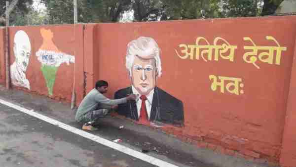 Posters of PM Narendra Modi and US President Donald Trump visit to Agra Posters of PM Narendra Modi and US President Donald Trump visit to Agra