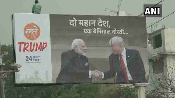 Posters of PM Narendra Modi and US President Donald Trump visit to Agra Posters of PM Narendra Modi and US President Donald Trump visit to Agra