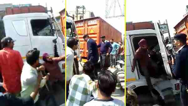 पुलिसकर्मी ने सिर पीछे कर बचाई जान