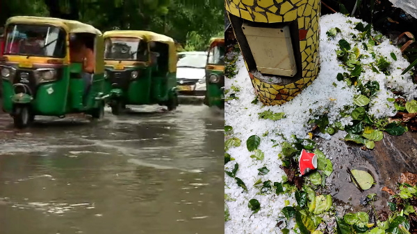 hailstone with heavy rains in Delhi NCR see viral picture of social media hailstone with heavy rains in Delhi NCR see viral picture of social media
