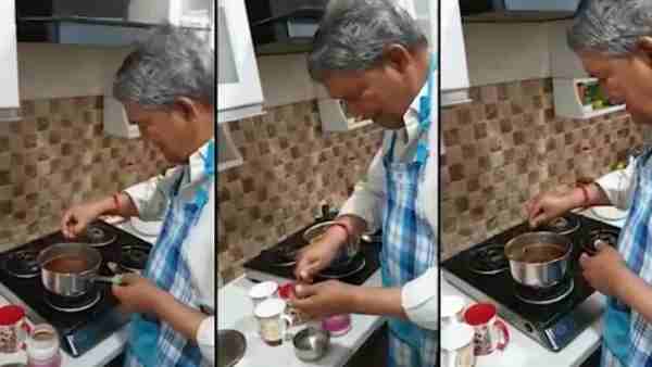 lockdown update: former chief minister harish rawat making tea lockdown update: former chief minister harish rawat making tea