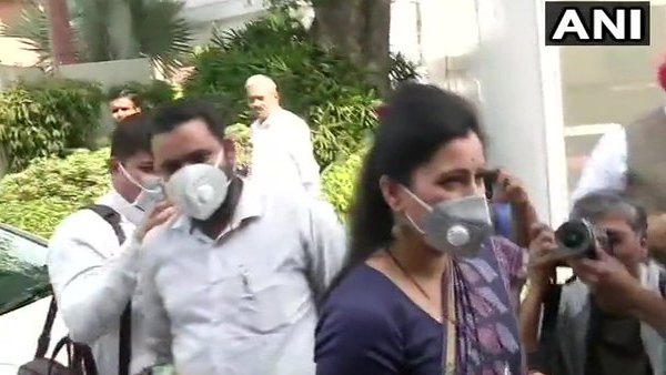 Independent MP from Maharashtra Navneet Rana arrives at the Parliament wearing a mask Independent MP from Maharashtra Navneet Rana arrives at the Parliament wearing a mask