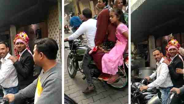 Moradabad: groom returned with bride on bike during lockdown Moradabad: groom returned with bride on bike during lockdown