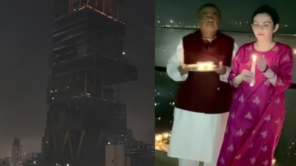 मुकेश अंबानी और नीता अंबानी ने जलाए दीप
