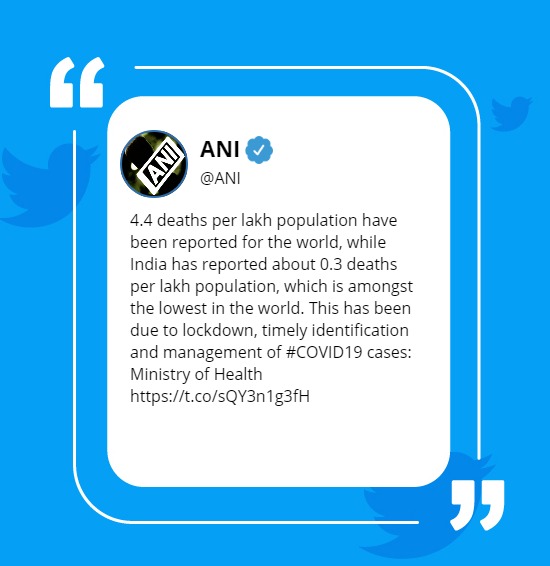 India has reported about 0.3 deaths per lakh population Health Ministry coronavirus India has reported about 0.3 deaths per lakh population Health Ministry coronavirus
