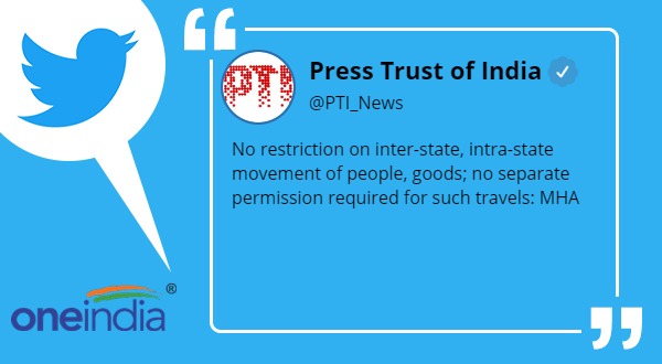 No restriction on intrastate movement of people, no permission required for such travels No restriction on intrastate movement of people, no permission required for such travels
