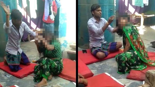 महिला को यातनाएं देता दिख रहा है तांत्रिक