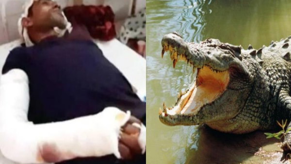 A young man clashed with crocodile for save brother in Karauli Rajasthan A young man clashed with crocodile for save brother in Karauli Rajasthan