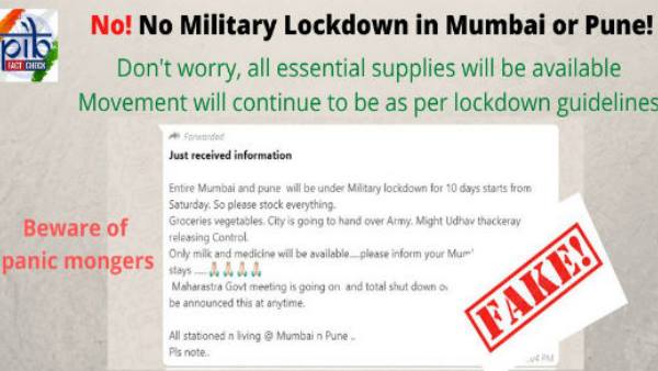 No military lockdown of Mumbai Pune announced fake message circulate No military lockdown of Mumbai Pune announced fake message circulate