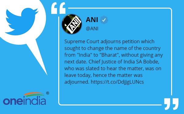 Supreme Court adjourns petition which sought to change name of country from India to Bharat Supreme Court adjourns petition which sought to change name of country from India to Bharat
