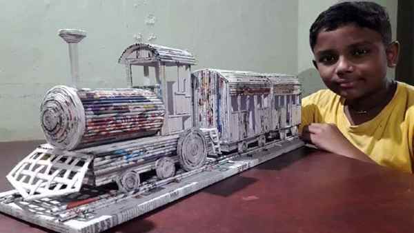 12-year-old child made train from newspaper pages, Railway Ministry also appreciated 12-year-old child made train from newspaper pages, Railway Ministry also appreciated