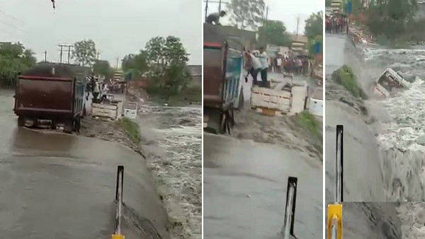 बाढ़ से ट्रक भी बंद हो गया था