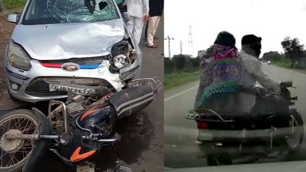 Watch: high speed car hits a bike at gondal road, accident caught in camera, video goes to viral Watch: high speed car hits a bike at gondal road, accident caught in camera, video goes to viral