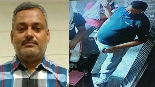 बड़खल चौक के पास पुलिस ने मारे छापे, नीले रंग की टी-शर्ट में था विकास