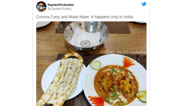Covid curry and mask naan in Jodhpur restaurant Covid curry and mask naan in Jodhpur restaurant