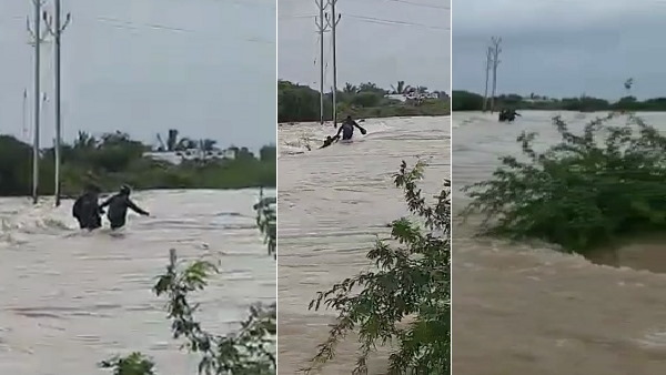 watch: three men drown in the waterlogged road, one saved by locals watch: three men drown in the waterlogged road, one saved by locals