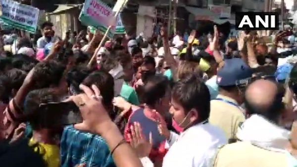Hathras daughter community Members protest demanding justice for her Hathras daughter community Members protest demanding justice for her