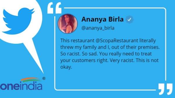 Ananya Birla, US restaurant, america, Threw Family Out, Restaurant, social media Ananya Birla, US restaurant, america, Threw Family Out, Restaurant, social media