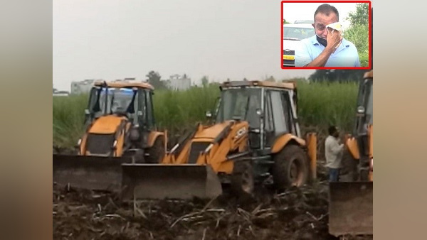 Bulldozers Fired On The Sugarcane Crop in Surat, Farmers Wept due to crop loss Bulldozers Fired On The Sugarcane Crop in Surat, Farmers Wept due to crop loss
