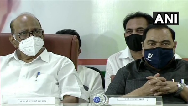 Maharashtra Eknath Khadse joins NCP in presence of party chief Sharad Pawar in Mumbai Maharashtra Eknath Khadse joins NCP in presence of party chief Sharad Pawar in Mumbai