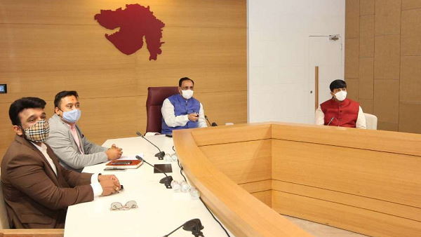 CM Vijay Rupani Stone Lays of ABAJ-Q Three Techpark in gujarat CM Vijay Rupani Stone Lays of ABAJ-Q Three Techpark in gujarat