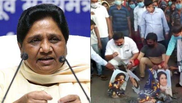 Dalits Burn Mayawati Effigy Over Her Silence on Hathras Case Dalits Burn Mayawati Effigy Over Her Silence on Hathras Case