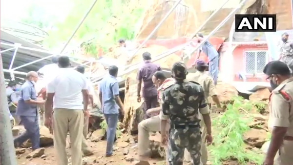 Vijayawada Durga Temple Boulders fell off the Indrakeeladri hillock Vijayawada Durga Temple Boulders fell off the Indrakeeladri hillock