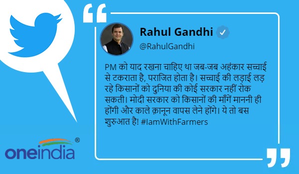 Rahul Gandhi slams Modi government, says No govt in world can stop farmers fighting battle for truth Rahul Gandhi slams Modi government, says No govt in world can stop farmers fighting battle for truth