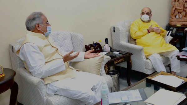Chhattisgarh CM Bhupesh Baghel meets Union Home Minister Amit Shah during his stay in Delhi Chhattisgarh CM Bhupesh Baghel meets Union Home Minister Amit Shah during his stay in Delhi